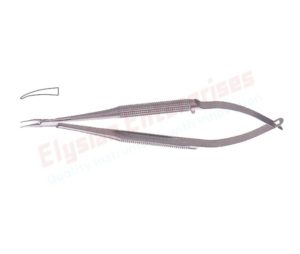Barraquer Needle Holder, Round Handle, Curved, Without Catch