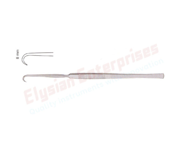 Bergmann Retractor Hook, 14cm, Single Prong, Sharp